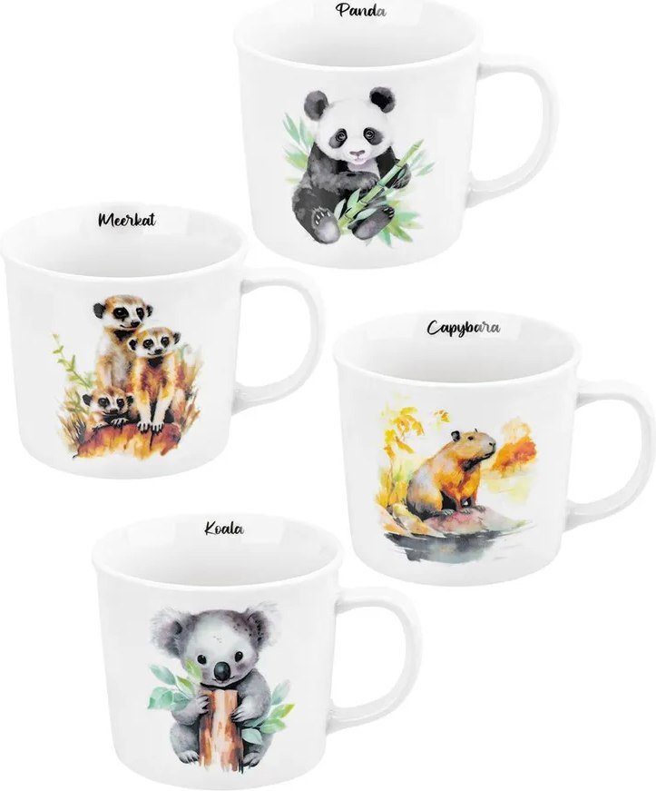 

Набор кружек Elan Gallery New Bone China Сурикаты+Капибара+Панда+Коала 230252-4