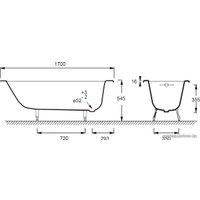 Ванна Jacob Delafon Soissons 170x70 E2921 (с ножками)
