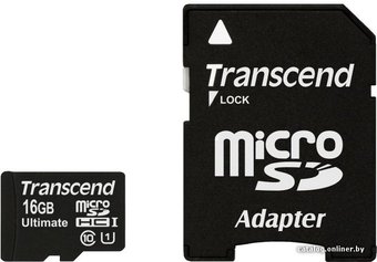Transcend microSDHC (Class 10) UHS-I 16GB + SD адаптер (TS16GUSDHC10U1)