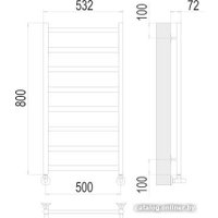 Полотенцесушитель TERMINUS Аврора П8 500x800 (боковое подключение 500, RAL 9005)