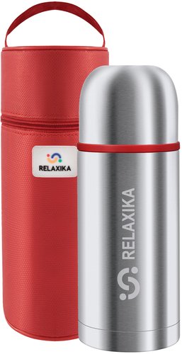 Термос Relaxika 102 P в термочехле 750мл (красный/серебристый)