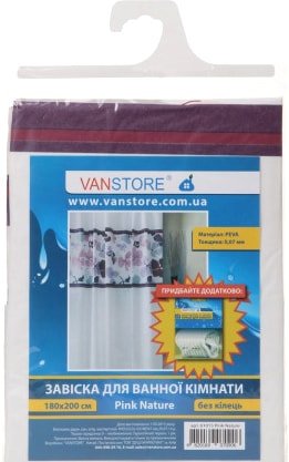 

Шторка-занавеска для ванны VanStore Pink Nature Peva 61015