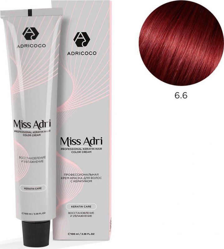 

Крем-краска Adricoco Miss Adri 6.6 (100мл, темный блонд красный)