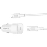 Автомобильное зарядное Borofone BZ34A Lightning (белый)