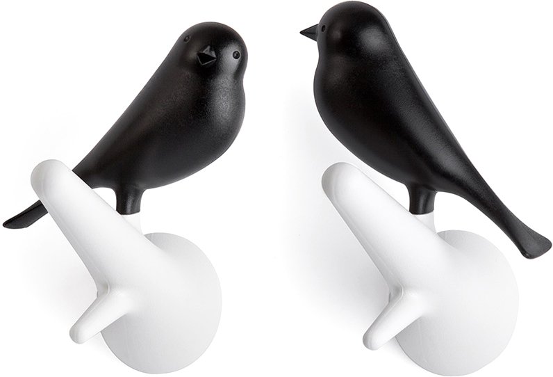 

Крючок для одежды Qualy Sparrow QL10067-WH-BK (2 шт, белый/черный)