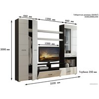 Стенка Горизонт Альфа (венге/белый глянец) в Пинске