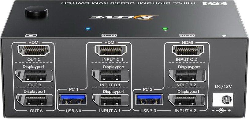 KVM переключатель USBTOP 2х3 HDMI/DisplayPort 8K USB3.0