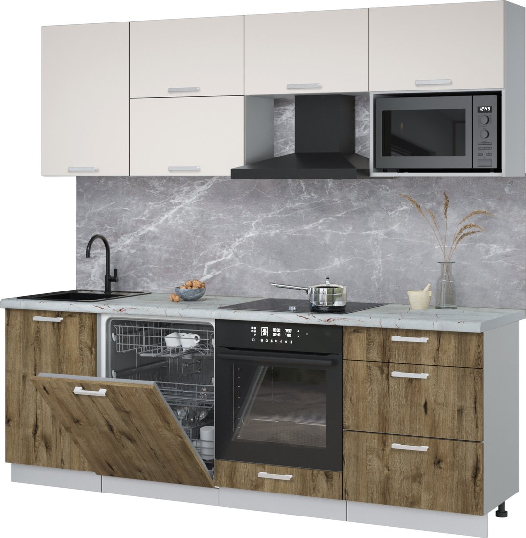 

Готовая кухня Интерлиния Мила Лайт 2.3-ПМ2 (персидский жемчуг/дуб веллингтон/серый каспий)