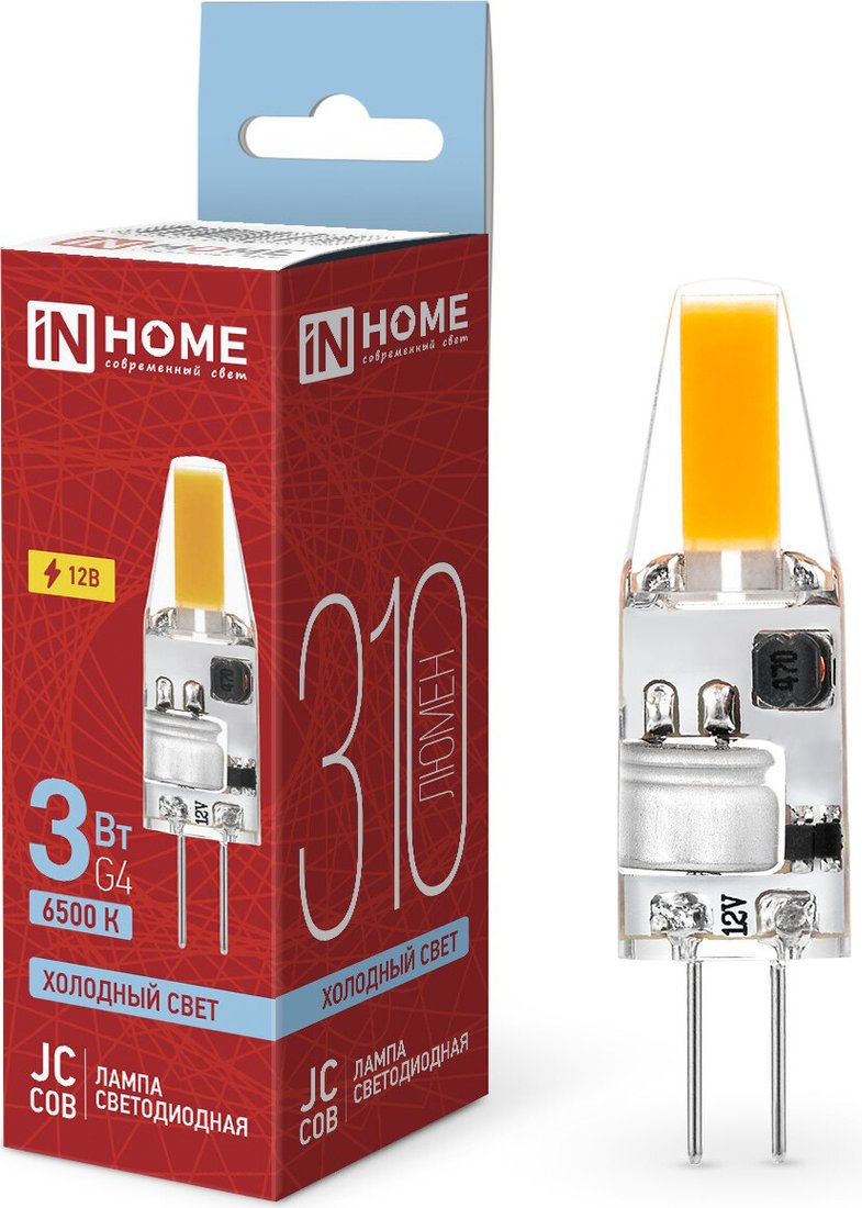 

Светодиодная лампочка In Home LED-JC-COB 3 Вт 12В G4 6500К 310 Лм