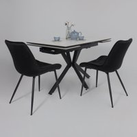 Кухонный стол Lepremo AV 2111 МДФ+керамика раздвижной 1200-1800x800 (белый матовый Snow White/черный)