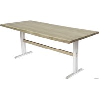 Кухонный стол Buro7 Двутавр 180 (с обзолом, дуб беленый/белый)