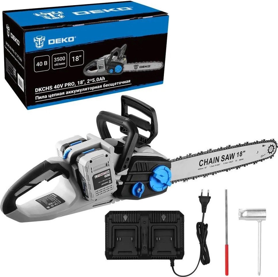 

Аккумуляторная пила Deko DKCHS 40V Pro 080-2000 (с 2-мя АКБ)