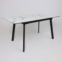 Кухонный стол Алвест AV 1209 120-160х80 (мрамор белый/черный)