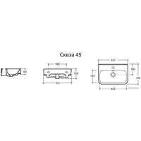 Умывальник Керамин Сквэа 45 (с отверстием белый + крепление)