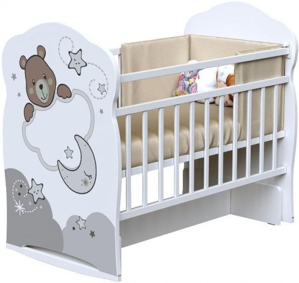 

Классическая детская кроватка VDK Sweet Teodoro колесо-качалка с маятником (белый)