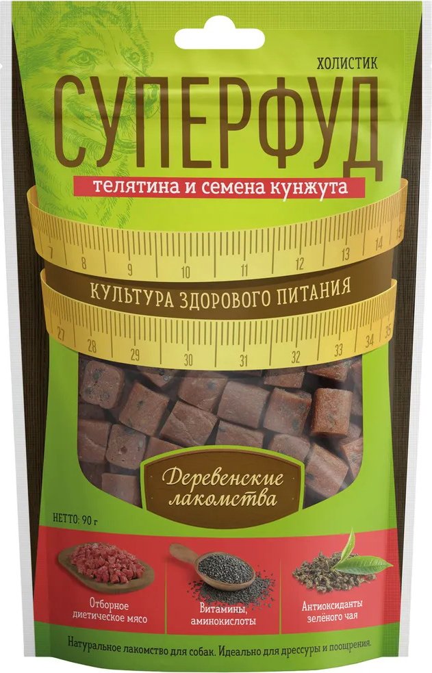 

Лакомство для собак Деревенские лакомства Суперфуд для дрессуры c телятиной и семенами кунжута 90 г