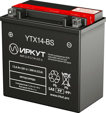 

Мотоциклетный аккумулятор Иркут YTX14-BS (10 А·ч)