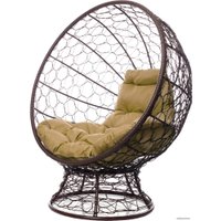 Кресло M-Group Кокос на подставке 11590201 (коричневый ротанг/бежевая подушка)
