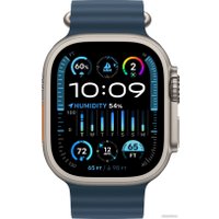 Умные часы Apple Watch Ultra 2 LTE 49 мм (титановый корпус, титановый/синий, ремешок из эластомера)