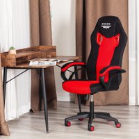 Игровое (геймерское) кресло TetChair Pilot флок/ткань (черный/черный/красный) в Солигорске