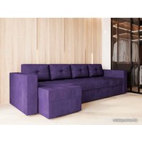 Угловой диван Настоящая мебель Константин Long (левый, н.п.б., вельвет, фиолетовый)
