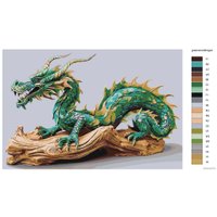 Картина по номерам SLAVINA Зеленый деревянный дракон символ 2024 40 x 60 см FNBB-greenwooddragon