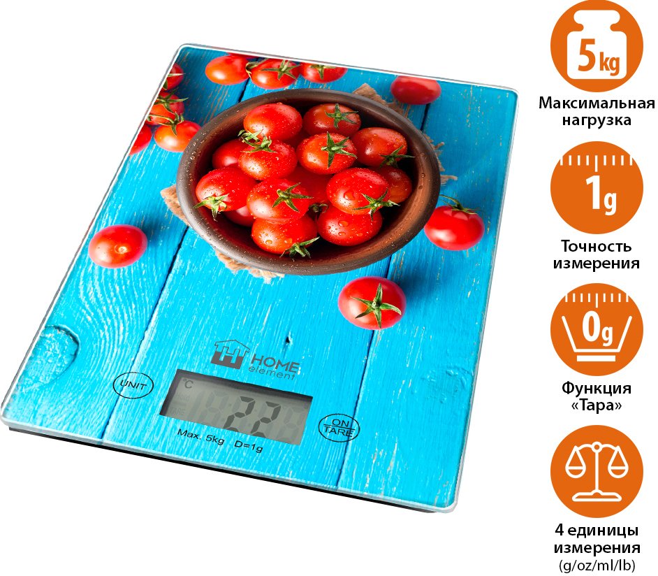 

Кухонные весы Home Element HE-SC935 (спелый томат)