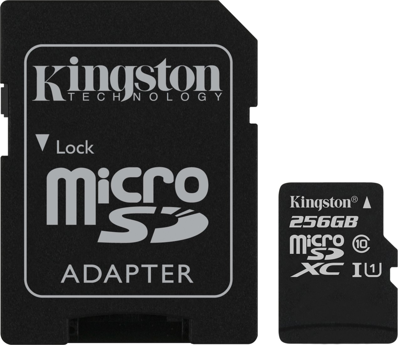 

Карта памяти Kingston microSDXC UHS-I (Class 10) 256GB + адаптер [SDC10G2/256GB]