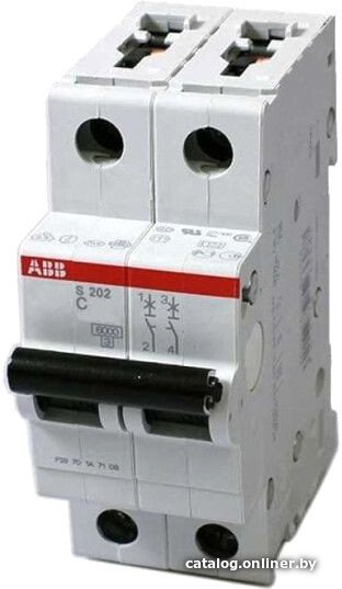 Выключатель автоматический ABB S 202 2P С 16А 6кА 2M 2CDS252001R0164