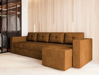 Угловой диван Настоящая мебель Константин Long (правый, н.п.б., вельвет, коричневый)