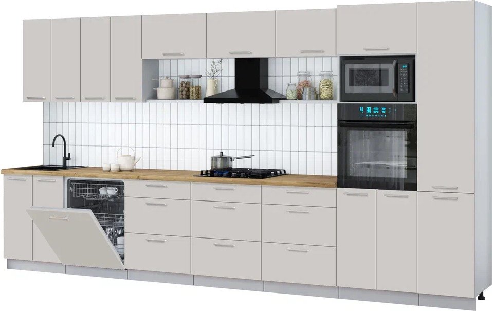 

Готовая кухня Интерлиния Мила Gloss 4.0-ПМ1 (кашемир/кашемир/дуб бунратти)