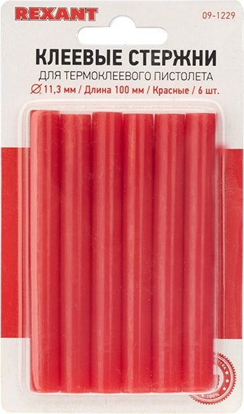 

Клеевые стержни Rexant 09-1229 (6 шт, красный)