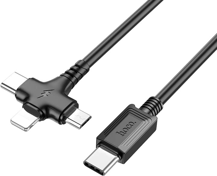 

Кабель Hoco X77 USB Type-C - microUSB/USB Type-C/Lightning (1 м, черный)