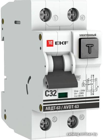 Дифференциальный автомат EKF PROxima АВДТ-63 32А 30мА DA63-32-30e