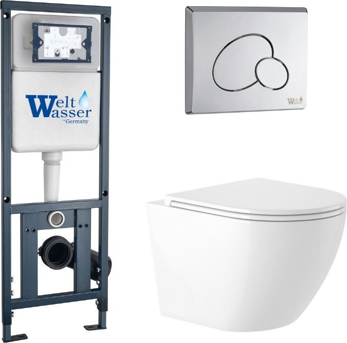 

Унитаз подвесной Saniteco KW-9003W Rimles + WeltWasser Marberg 410 + Marberg 410 RD CR