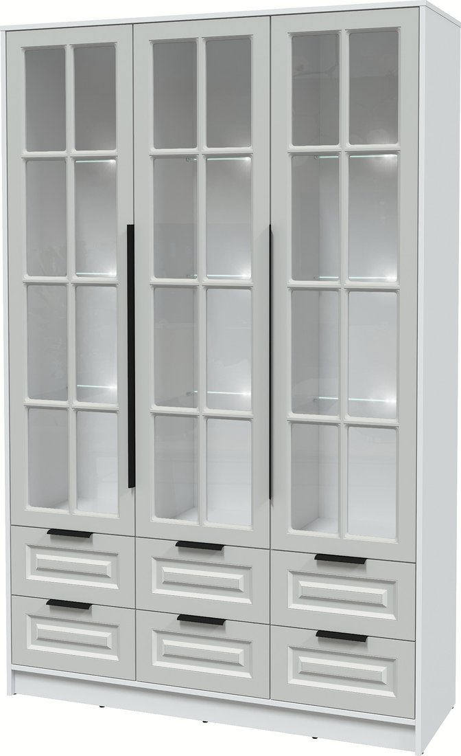 

Шкаф-витрина Интерлиния Концепт КТ-ШВ3 с подсветкой Деко (белый платинум/грей)