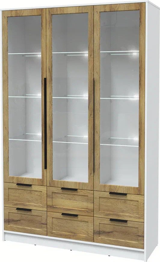 

Шкаф-витрина Интерлиния Концепт Тренд КТ-ШВ3 с подсветкой (белый платинум/дуб вотан)