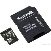 Карта памяти SanDisk Ultra microSDHC 16GB UHS-I + адаптер [SDSDQL-016G-R35A]