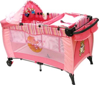 Манеж-кровать Baby Prestige Delux 2 уровня (розовый)