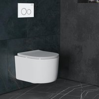 Унитаз подвесной Roxen Simple Compact в комплекте с инсталляцией StounFix Dual Fresh 6 в 1 906789 (кнопка: белый глянец)