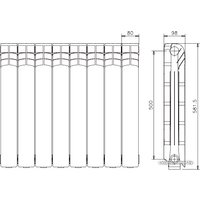 Алюминиевый радиатор Ferroli Proteo HP 600 (8 секций)