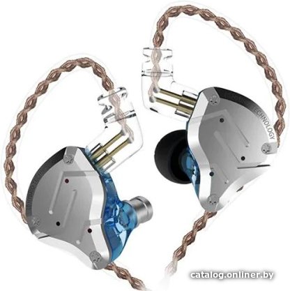 Наушники KZ Acoustics ZS10 Pro (без микрофона, серебристый/синий)