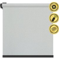 Рулонная электроштора НеоФьюжен Эден 200 220х200 правая (серый, черная фурнитура)