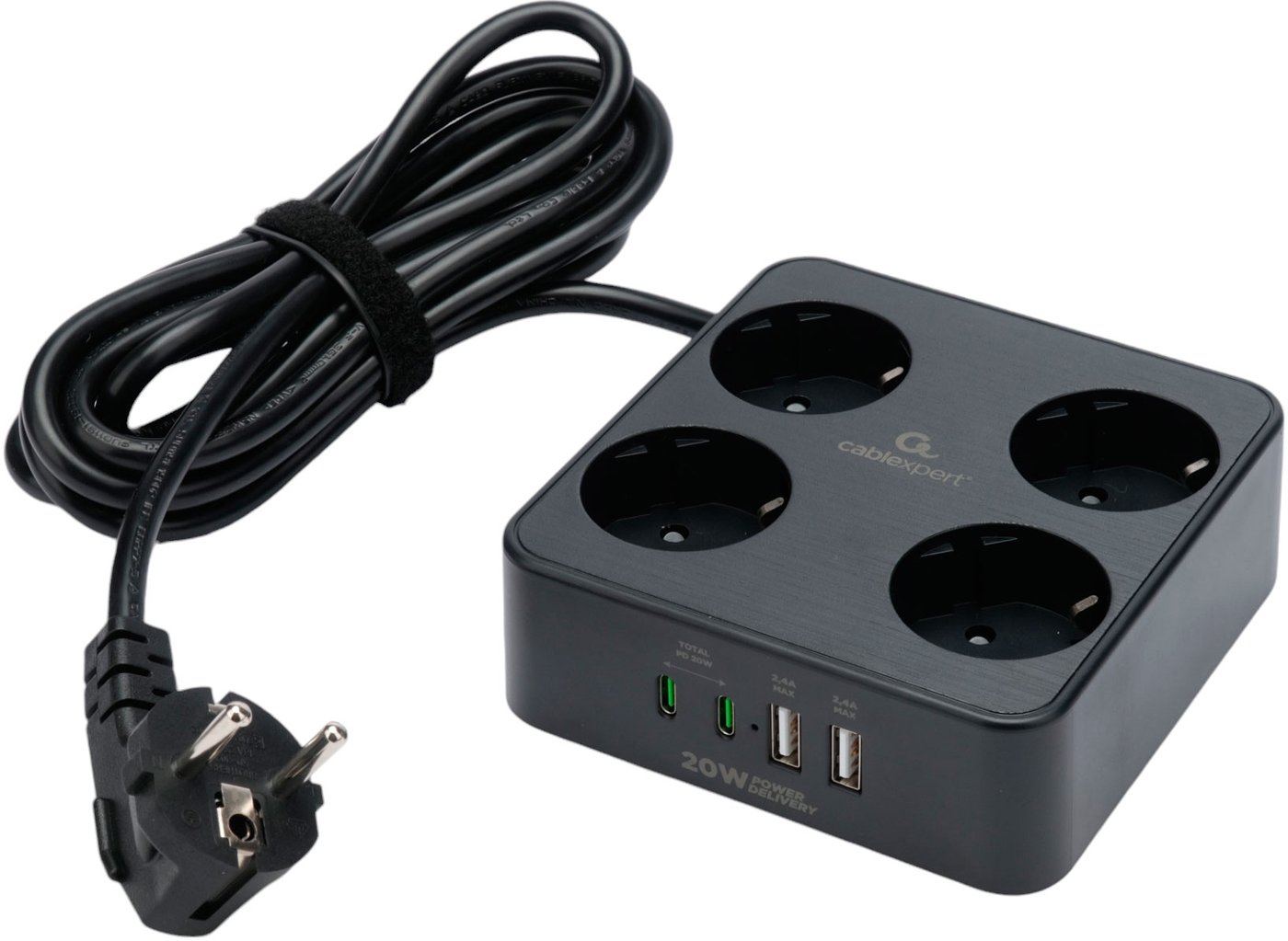 Сетевой фильтр Cablexpert PLT-4-C2U2-B-3