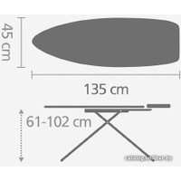 Гладильная доска Brabantia D 134x45 см 103827 (металлизированное серебро/каркас черный)