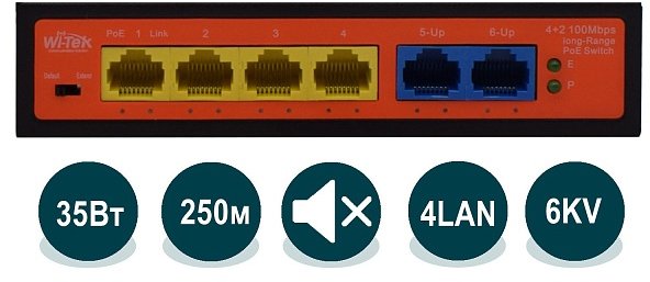 

Неуправляемый коммутатор Wi-Tek WI-PS205H