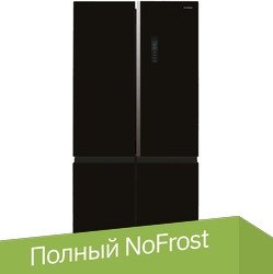 Четырёхдверный холодильник Hyundai CM5084FGBK (черное стекло)