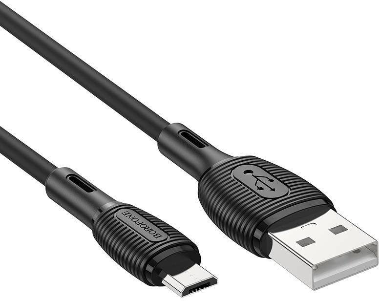 

Кабель Borofone BX86 USB Type-A - microUSB (1 м, черный)