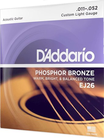 Струны для гитары D'Addario EJ26 Custom Light 11-52