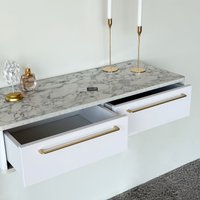Туалетный столик без зеркала Shtabe Royal 5210 эко (мрамор каррара/р.золото)